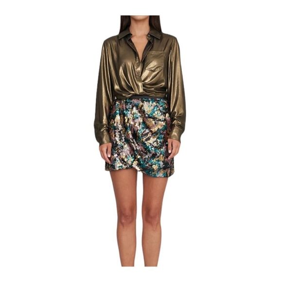 LE SUPERBE METALLIC SUNSET TOWER TUCK SHIRT MADE IN ITALY Size 2 - Picture 1 of 9